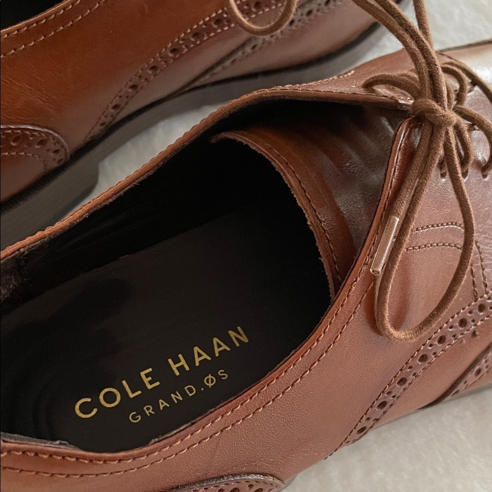 Cole Hann Elegant Brown Leather Men's Wingtip Oxfords. Size 11.5. New - Picture 4 of 10
